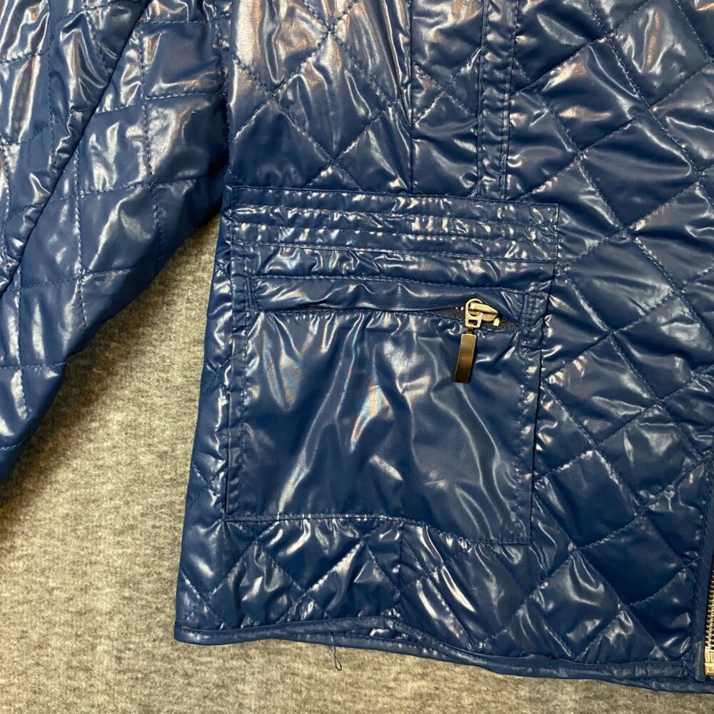 Chico's Blue Quilted Zip Up Jacket Womens Size 2 (Size Large) Lightweight Soft - Picture 3 of 6